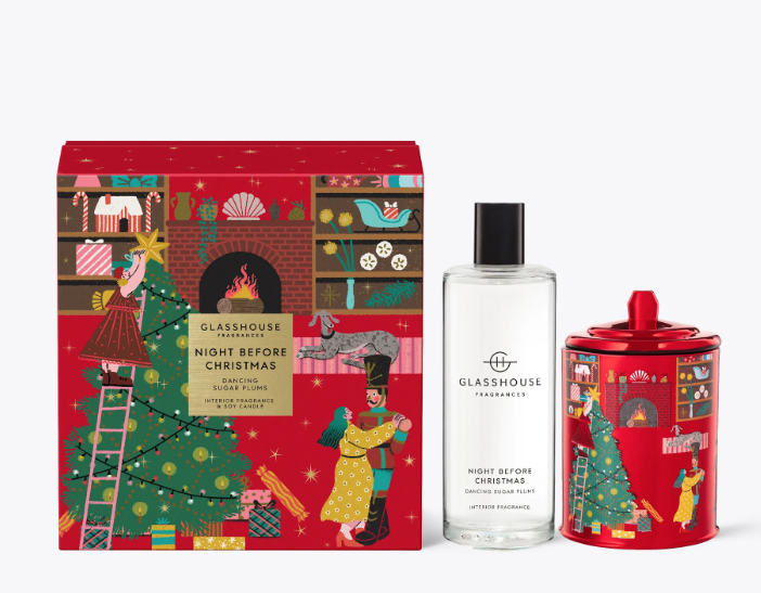 GLASSHOUSE CANDLES NIGHT BEFORE CHRISTMAS FRAGRANCE GIFT SET