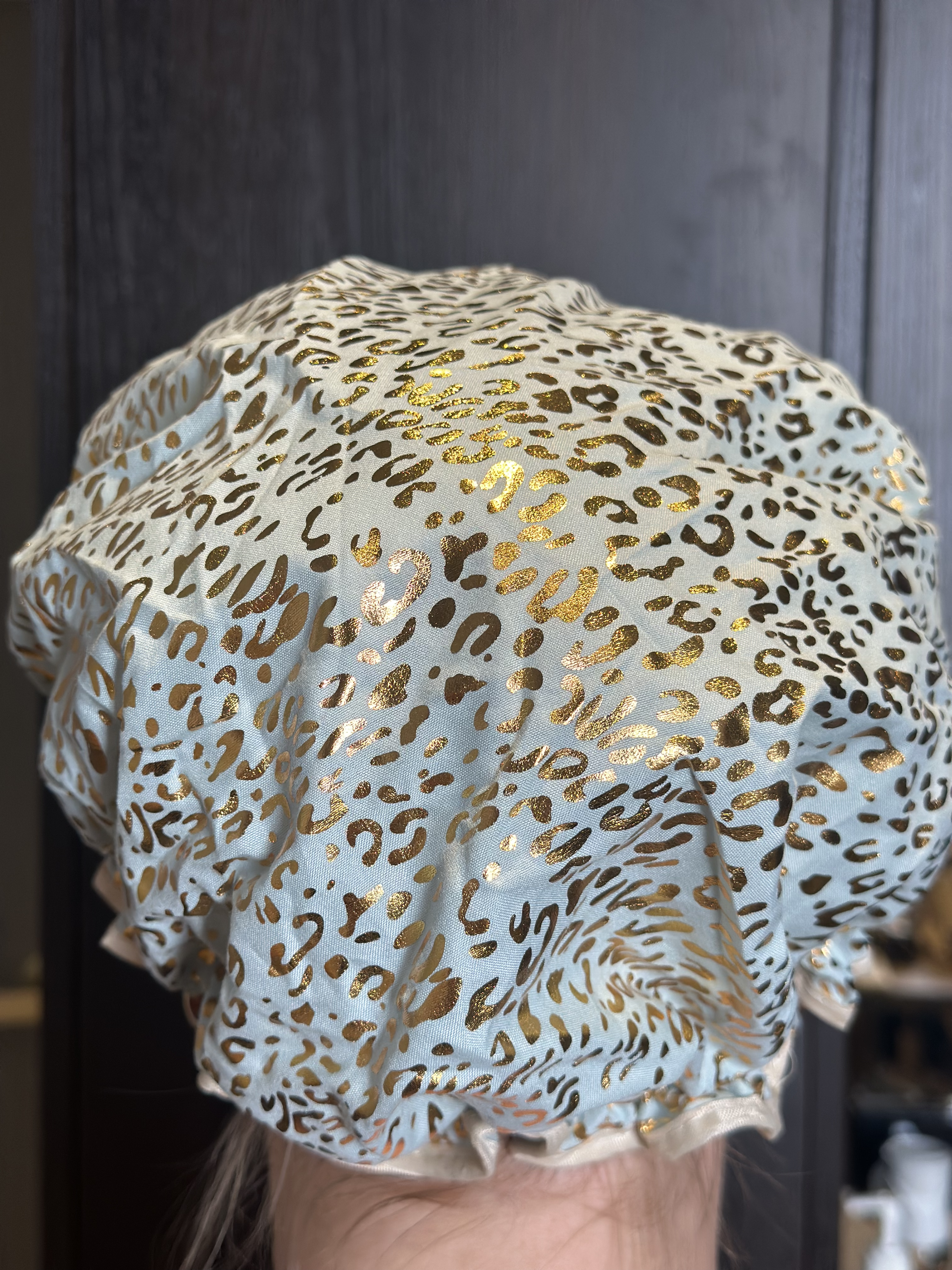 GODDESS SHOWER CAP - MINT + GOLD LEOPARD