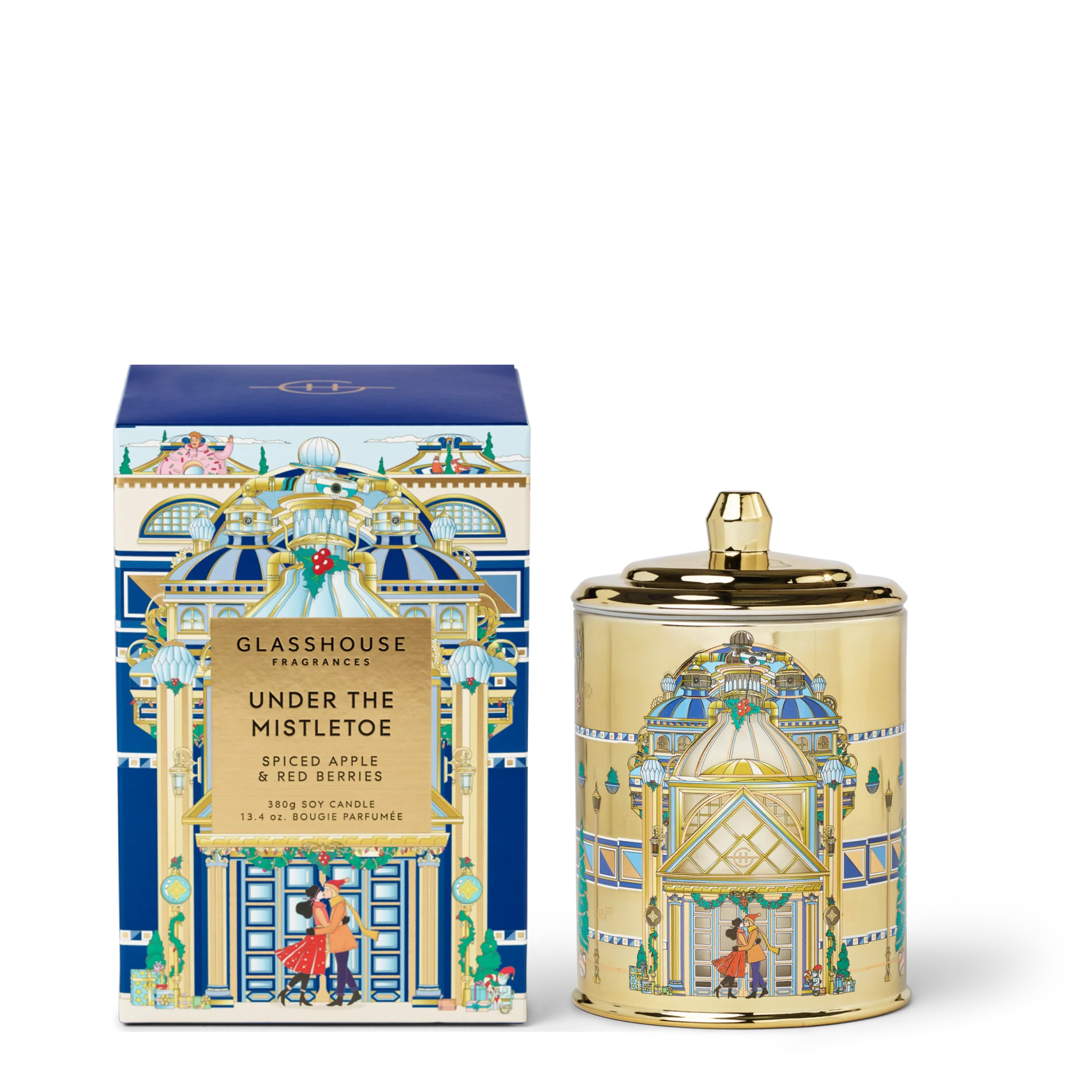 GLASSHOUSE - UNDER THE MISTLETOE 380G SOY CANDLE - Spiced Apple & Red Berries